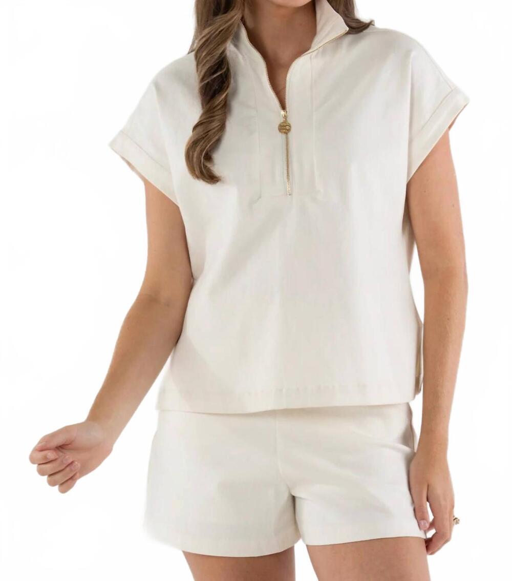 NEW EMILY MCCARTHY gardenia poppy pullover in white denim